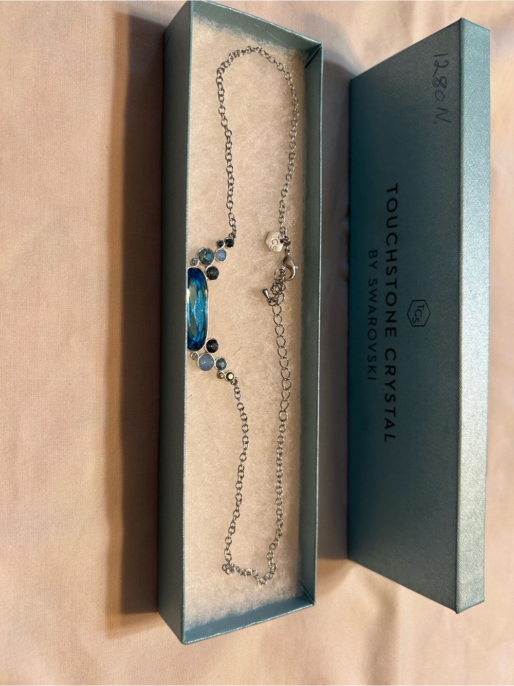 Touchstone Crystal Silver Necklace with Blue Crystals - Picture 8 of 8